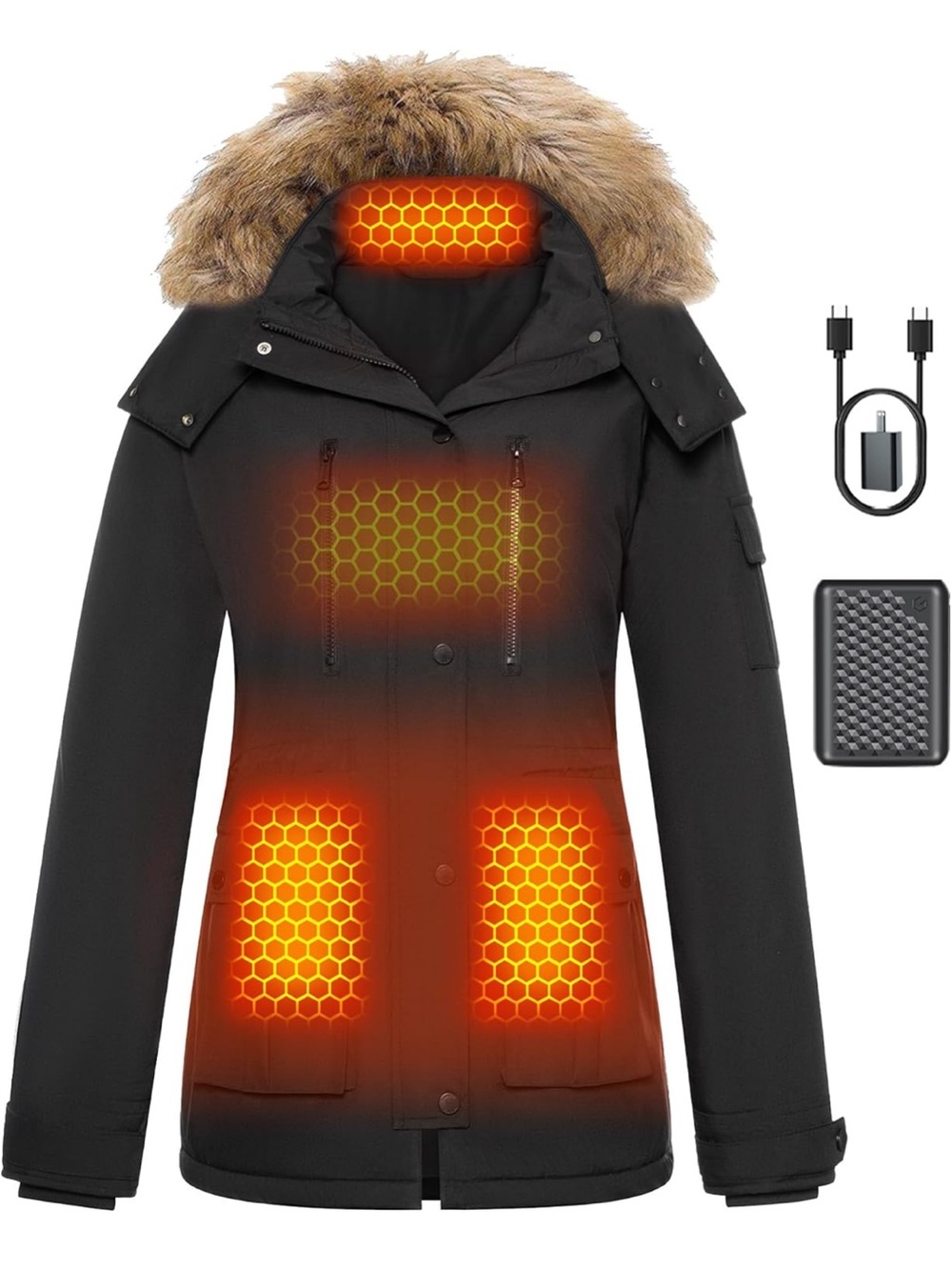 Heated Jacket for Women with Large Capacity Battery Pack Waterproof Windproof